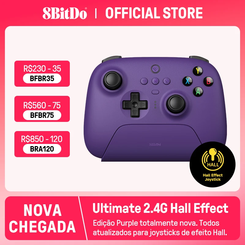 8BitDo - Novo Ultimate 2.4G Wireless, atualização de joystick de efeito Hall, controlador de jogos para PC, Windows Steam Deck, Android e iPhone