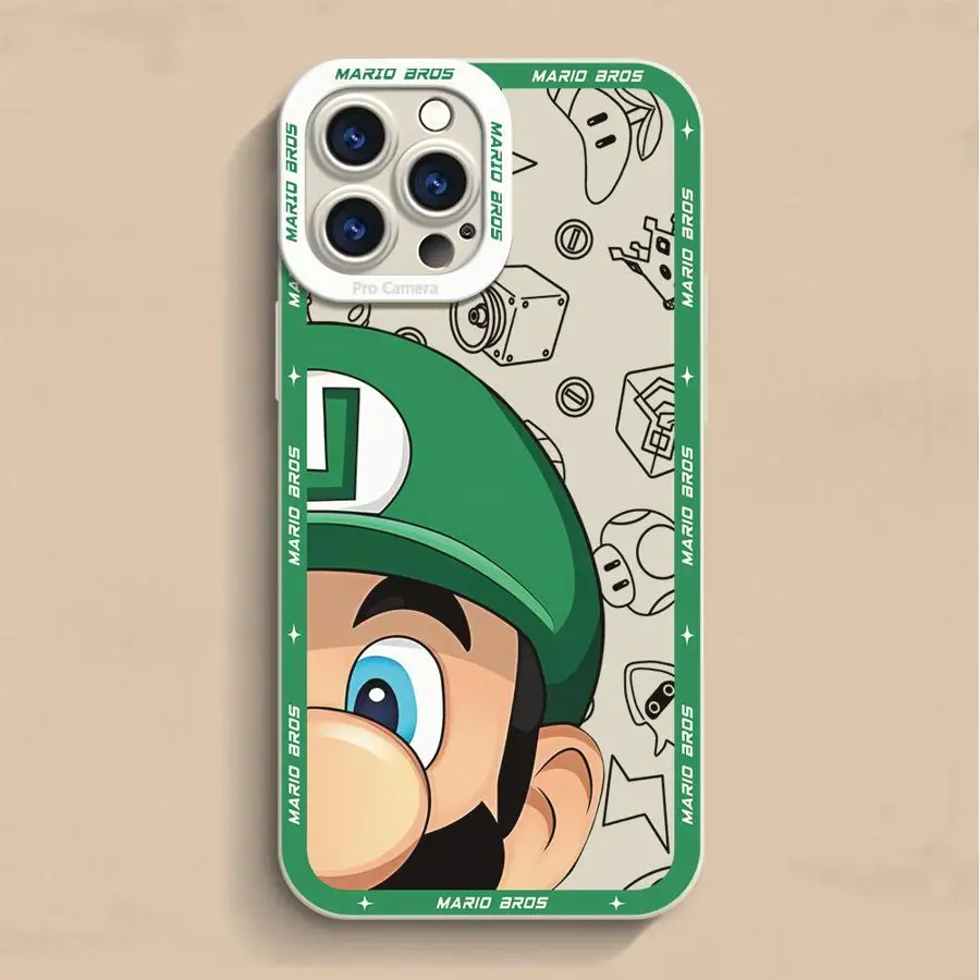 Etui na telefon M-Mario Cartoon Cover do Apple iPhone 13 16 15 Pro Max 14 13 Pro 11 12 14 Plus Silicone Soft