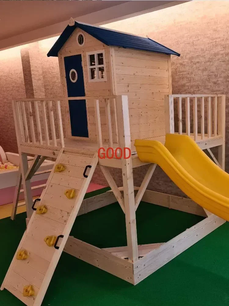 Large Game House Kindergarten Outdoor Tree House Climbing Amusement Park Slide House Playing Sand Set Children's Wooden