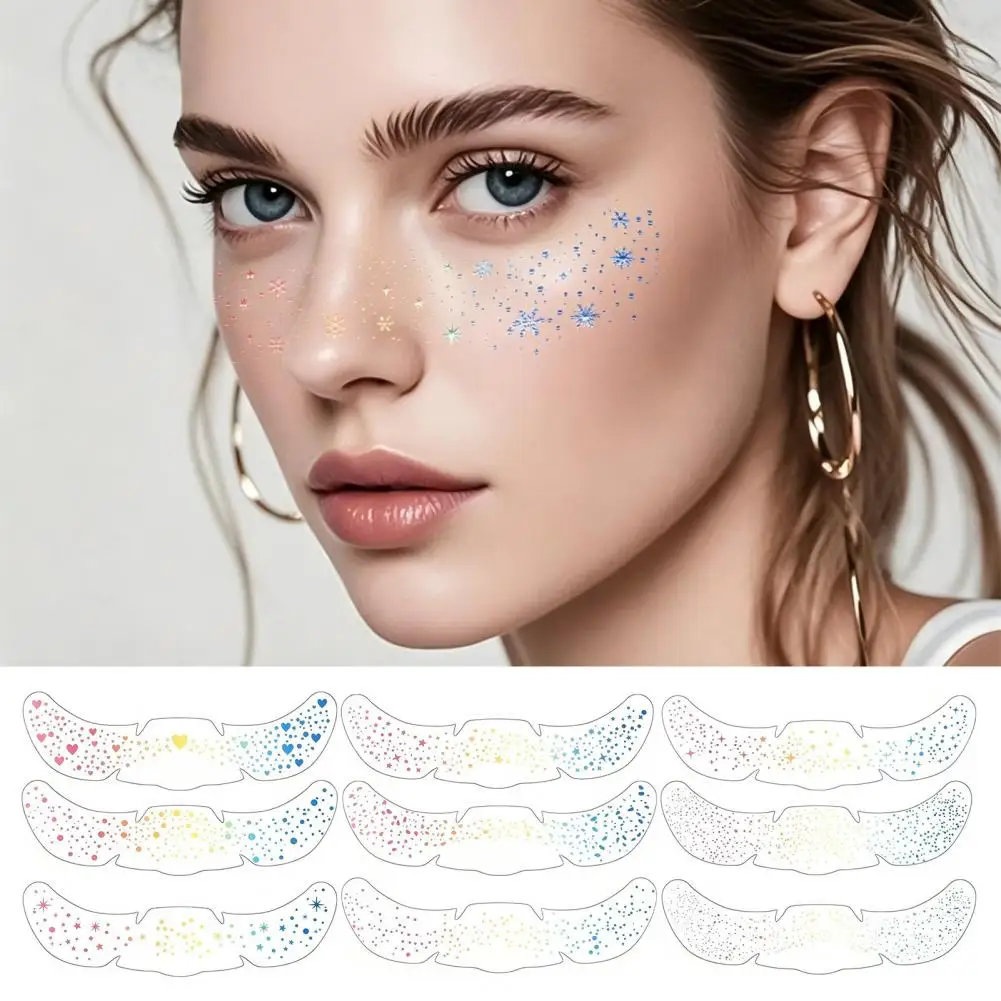 6Pcs Holographic Freckle Stickers, Shimmer Temporary Face Tattoos with Waterproof Adhesive Festival Party Makeup Body Art