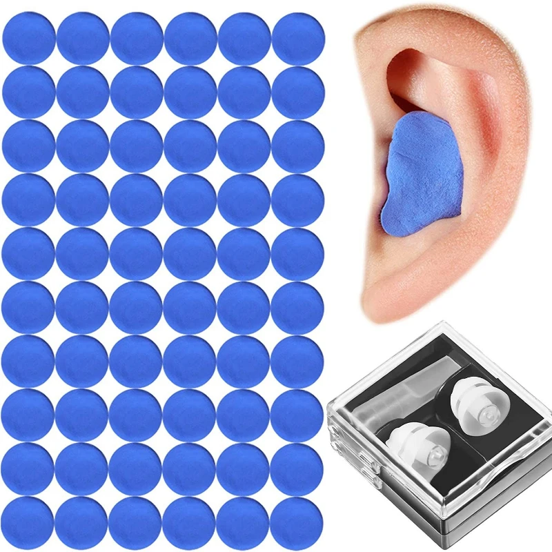 60Pcs Moldable Shaped Noise Reduction PU Earplugs Aid Sleep Soft Earplugs Earplugs Soundproof Ear Plugs