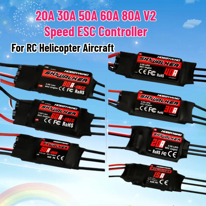 

1PCS 20AV2 30AV2 50A V2 60A V2 Speed ESC Controller for RC Helicopter Aircraft