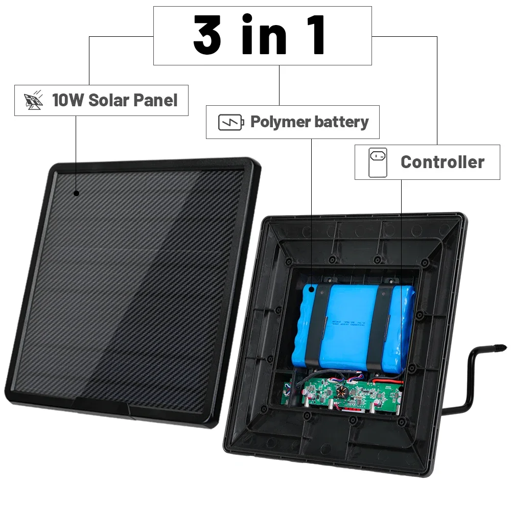 Solar Panel For Game Camera Built In Battery 12V 10W USB DC5 Plug Rechargeable Waterproof