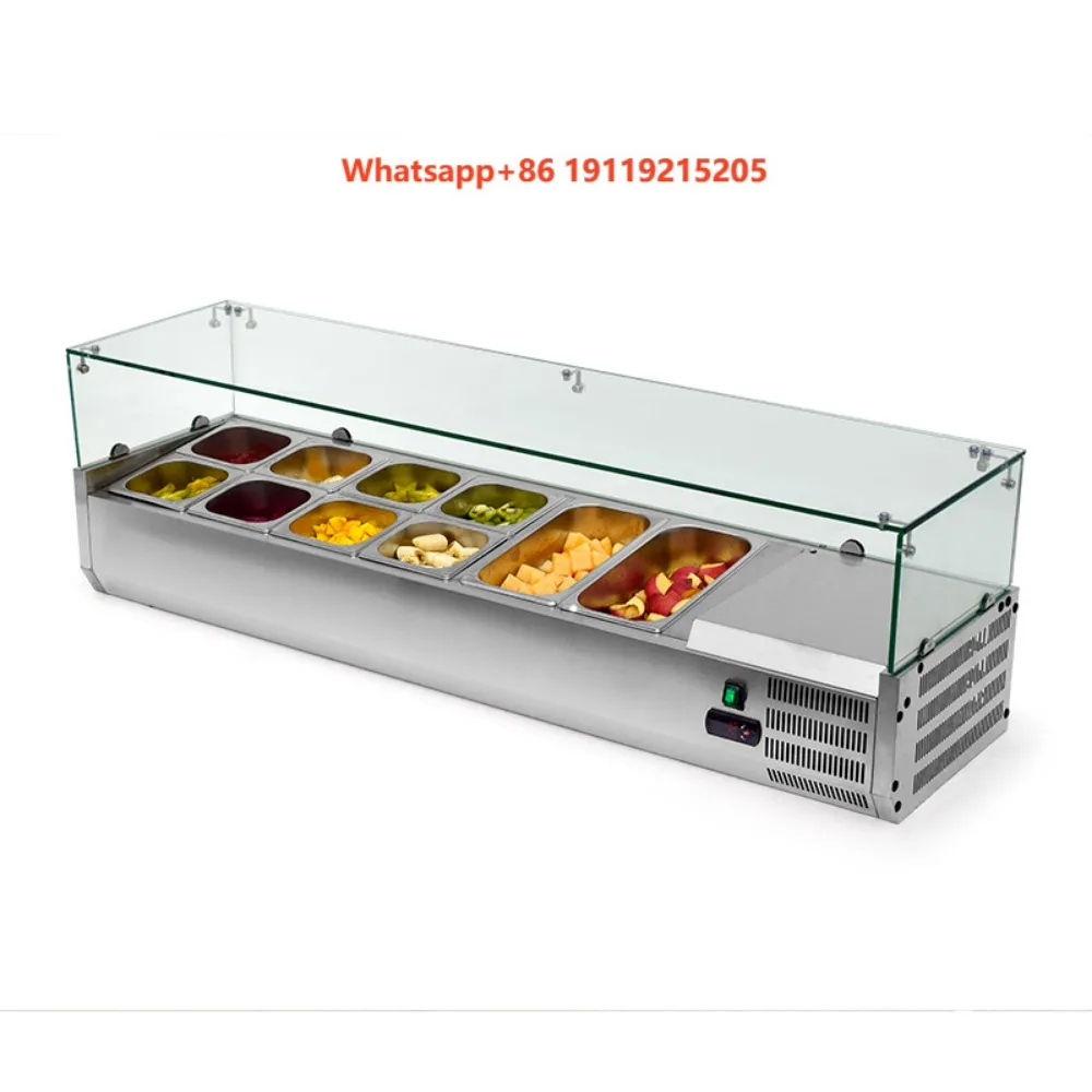 Stainless Steel Salad bar Pizza Work Table/Prep Pizza Counter Refrigerator/Pizza Refrigerated Table Bench