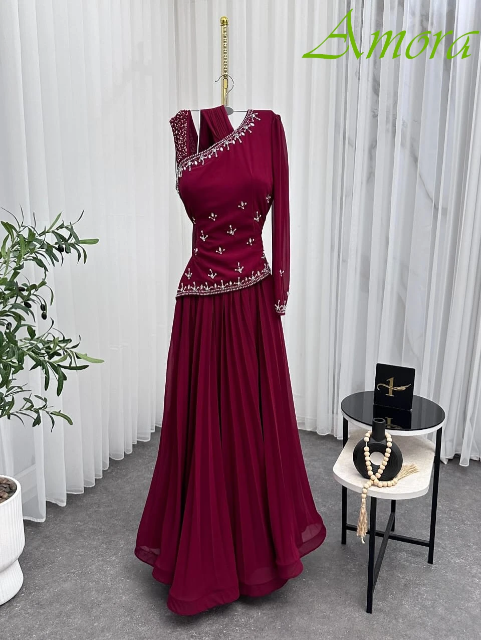 

Customized A-Line One Shoulder Long Sleeves Formal Evening Dress Delicate Celebrity Gowns Fashion High Quality Party Dress