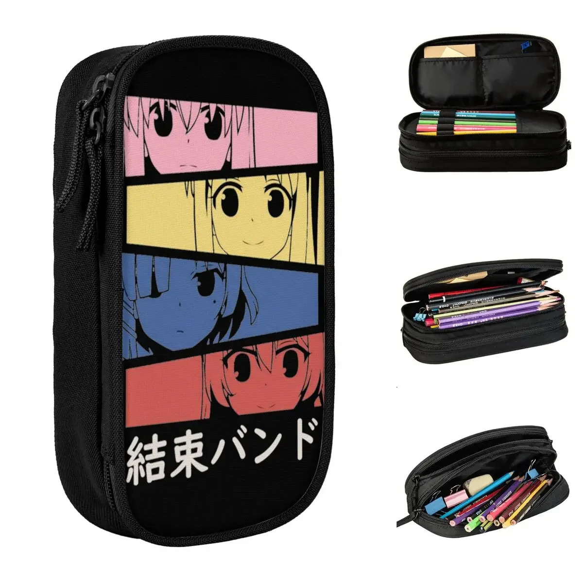 Bocchi The Rock! Anime Manga Pencil Case Lovely Pen Holder Bag Kids Big Capacity Students School Zipper Pencil Box