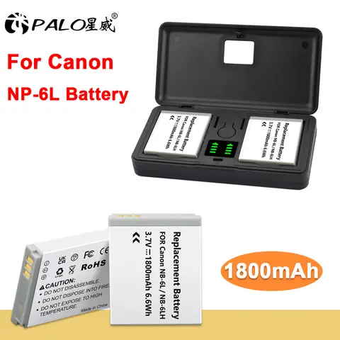 PALO 1800mAh NB 6L NB-6L NB6L batería de cámara + cargador rápido para Canon PowerShot D30 D10 S120 S90 SX700HS SX280HS IXUS210 SD3500IS