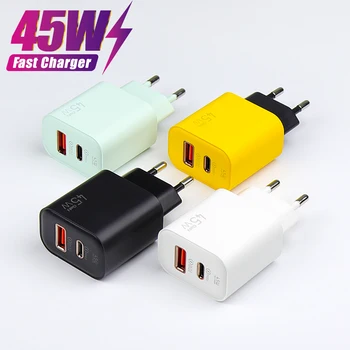 GaN hızlı şarj 45W USB tip C şarj PD 3.0 hızlı şarj duvar telefon adaptörü iPhone 15 için Xiaomi Huawei Samsung Oneplus