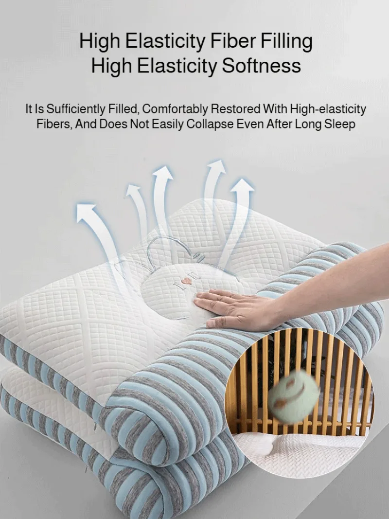 الكبار محبوك وسادة الرقبة المضادة للجر وسادة مرنة عالية الأساسية لحماية عنق الرحم ريشة المخملية وسادة للفندق الإقامة