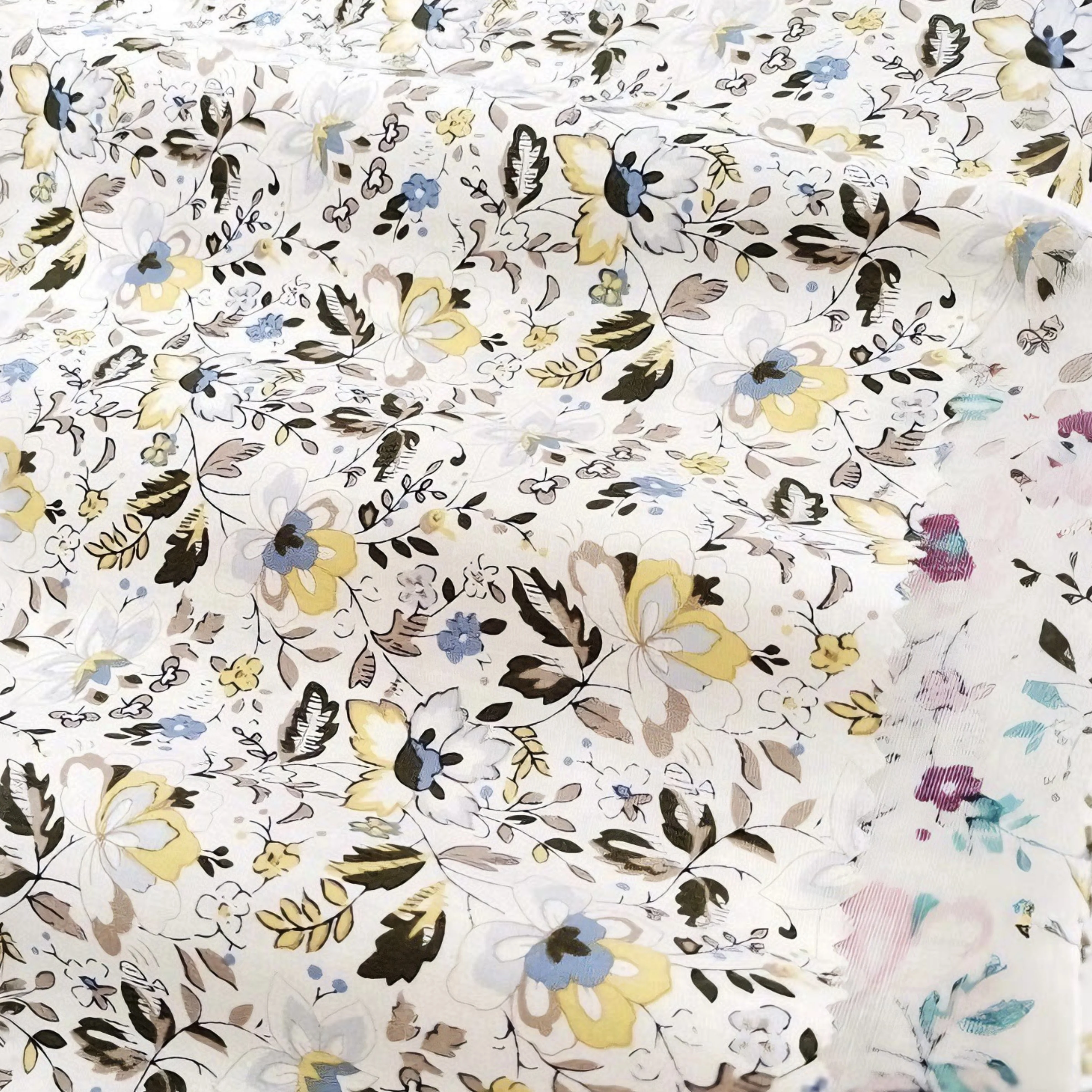 Exquisite Cotton Fabric with Artistic Multicolored Floral Motifs - Perfect for DIY Craft Enthusiasts, Fashion Apparel Production