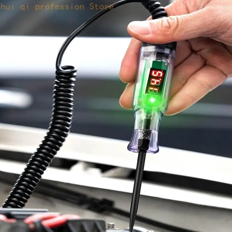 Automotive Circuit Test Pen with Clip Cable, Display Window, Probes Tester for Vehicle Wiring Checks, Fuses Inspection and