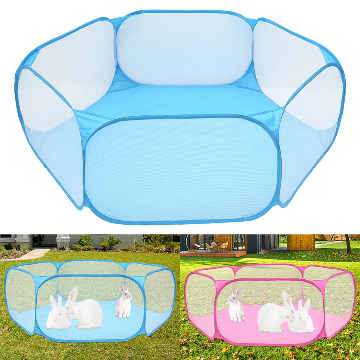 

Pet Playpen Outdoor Breathable Small Animals Tent Rabbit Play Pen Foldable Transparent Pet Exercise Fence for Guinea Pig Cage