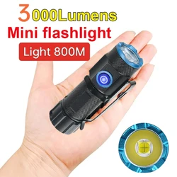 Ultra Mini Flashlight EDC High Power Rechargeable LED Flashlight Waterpoof 18350 Battery Torch 3000LM Poweful Tactical Lantern