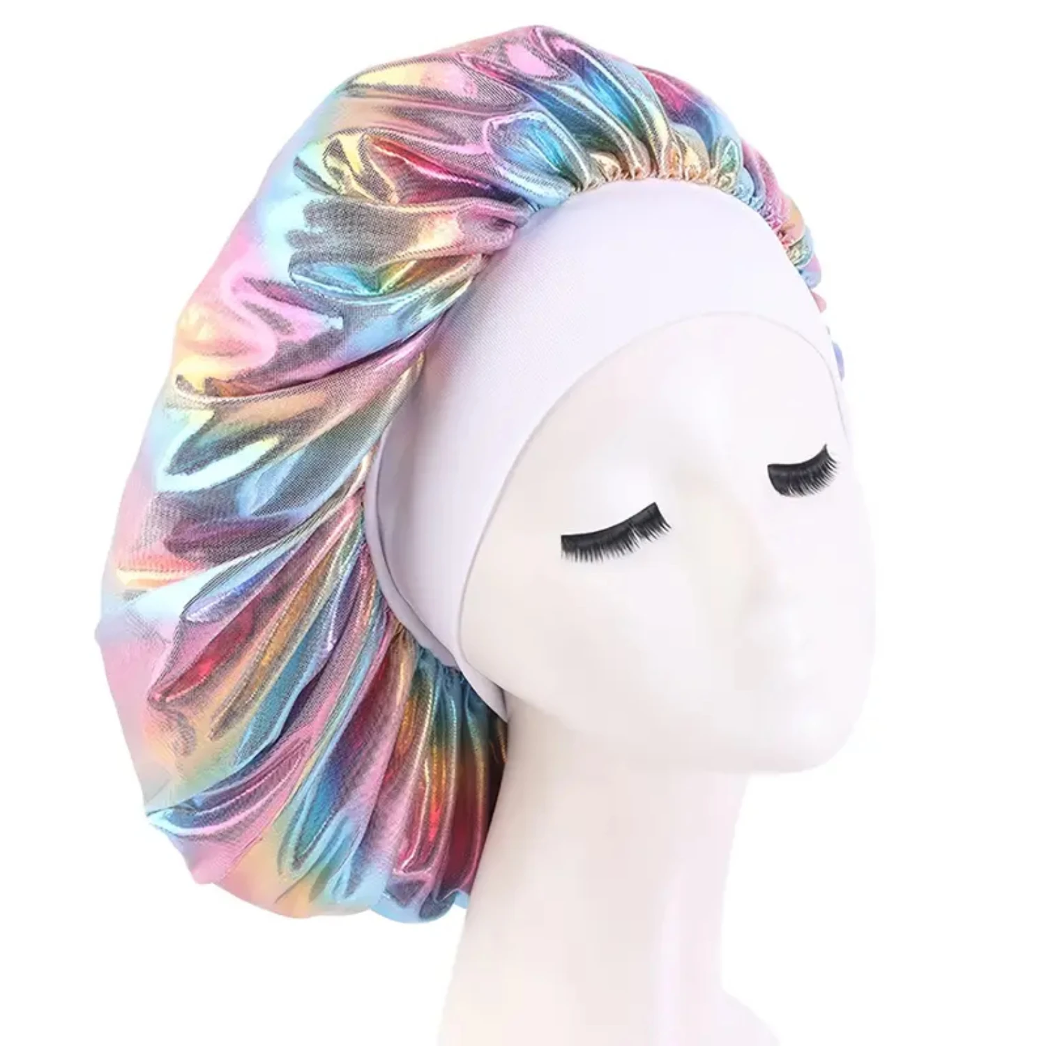 Ensure a Peaceful Nights Sleep with This Soft, Comfortable Large-sized Satin Printed Womens Bonnet with Lining - Perfect Head 