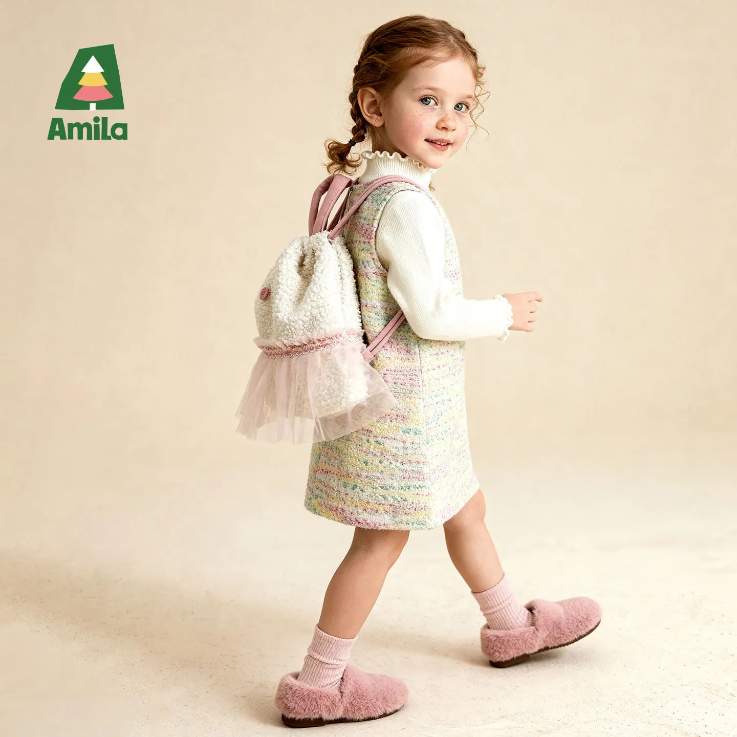 

Amila Kids Winter Cute Drawstring Bucket Bag Sweet And Cute Style Small And Suitable For Children's Daily Carrying