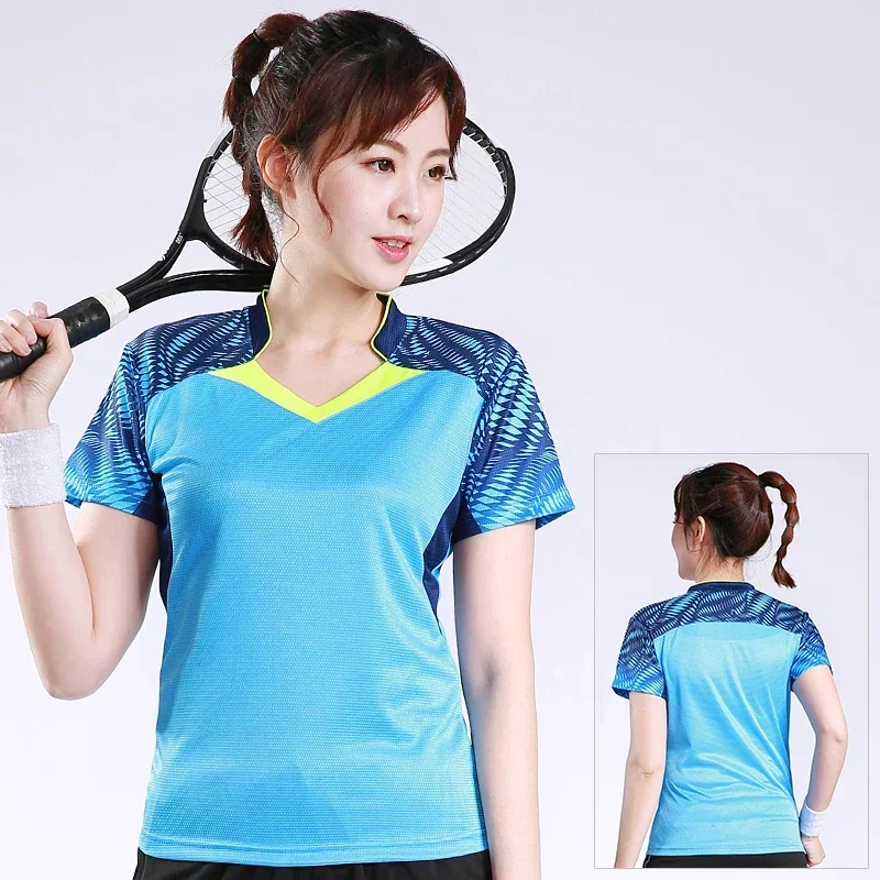 New Women's Short Sleeved Sportswear T-shirt Summer Competition Quick Drying Training  Badminton