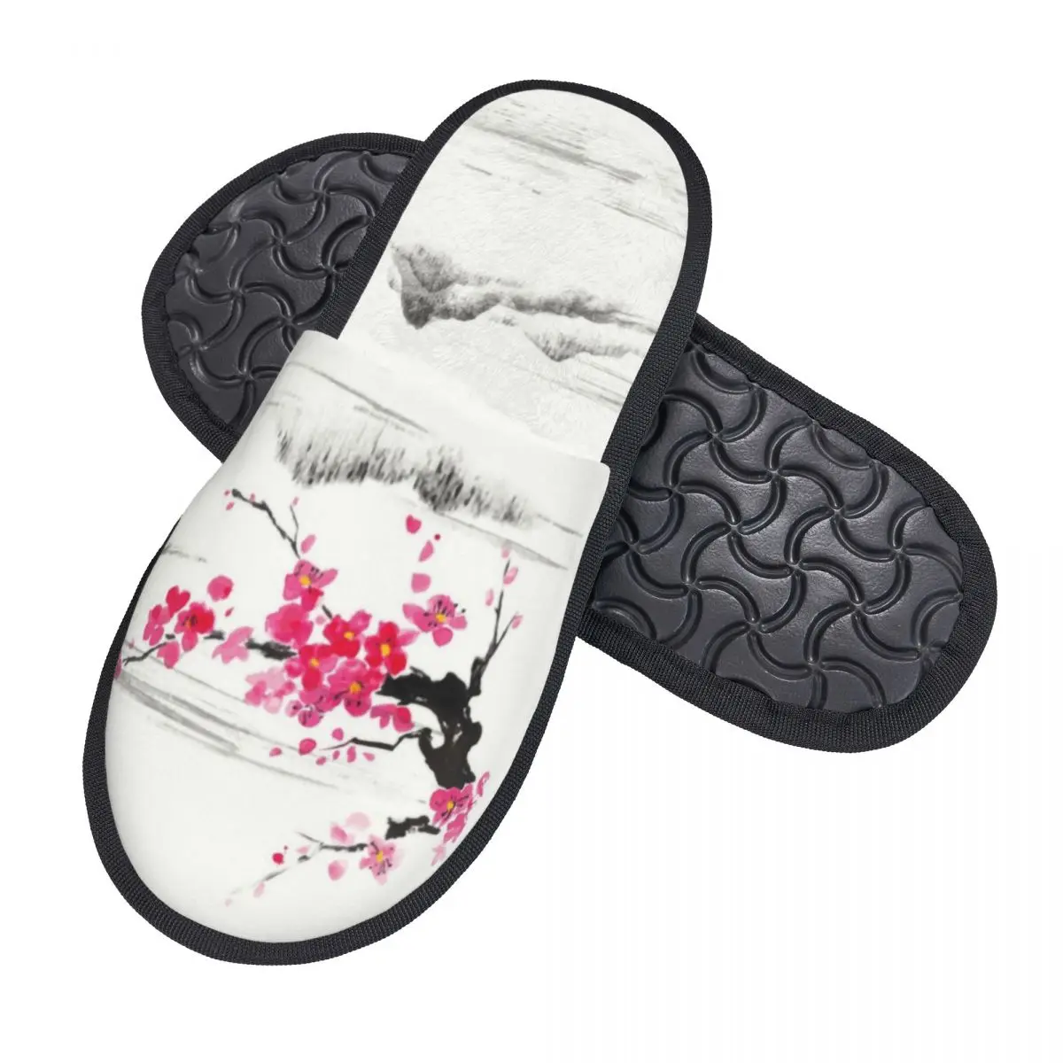 Custom Sakura Tree Cherry Blossom Guest Slippers for Hotel Women Japanese Flower House Slipper