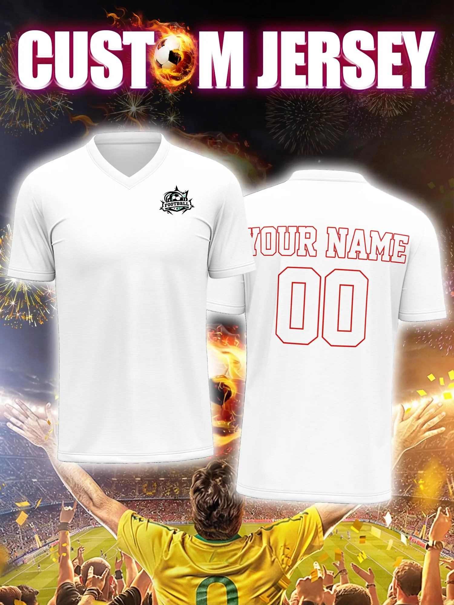 

Футболка для футбола с индивидуальным изображением, номером и именем, ретро-классическая коллекционная футболка для фанатов.