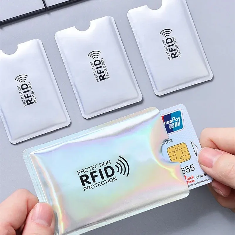 RFIDブロッキングカード保護,クレジットカードホルダー,アルミニウム,スキャンスリーブ,NFC, 10個/バッチ