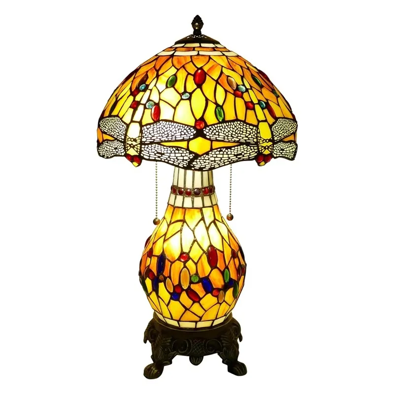 

Style Handmade color, glass beautiful dragonfly, table lamp retro, table lamp living room bedside, home decoration