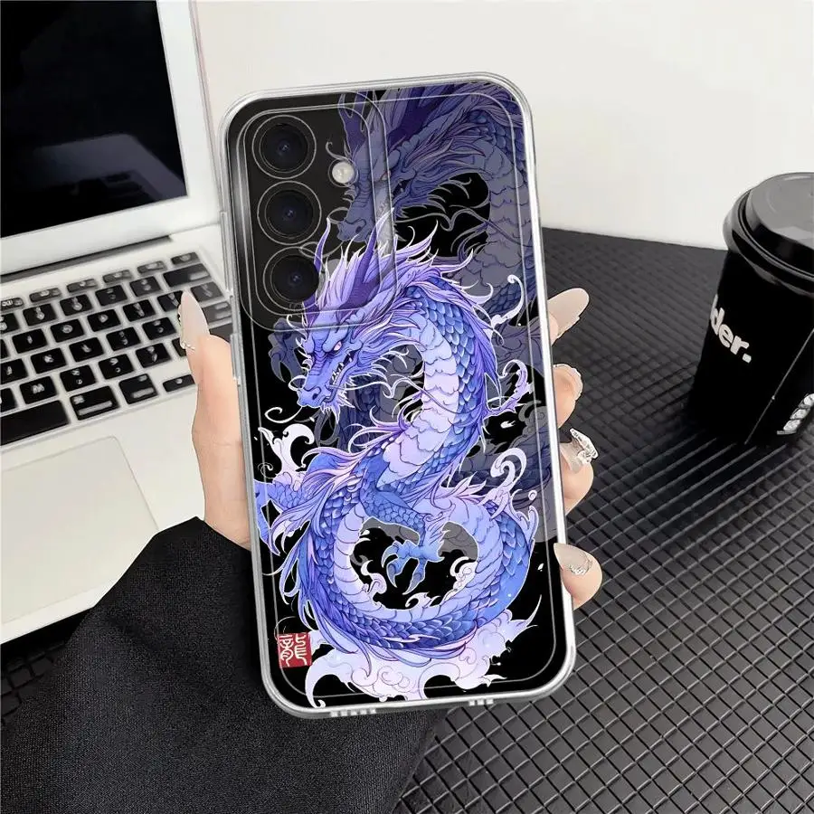 لينة غطاء الهاتف حقيبة لهاتف سامسونج غالاكسي A55 A23 A14 A56 A15 A33 A25 A26 A24 A36 A13 A73 A54 A34 A35 التنين الصيني الفاخر