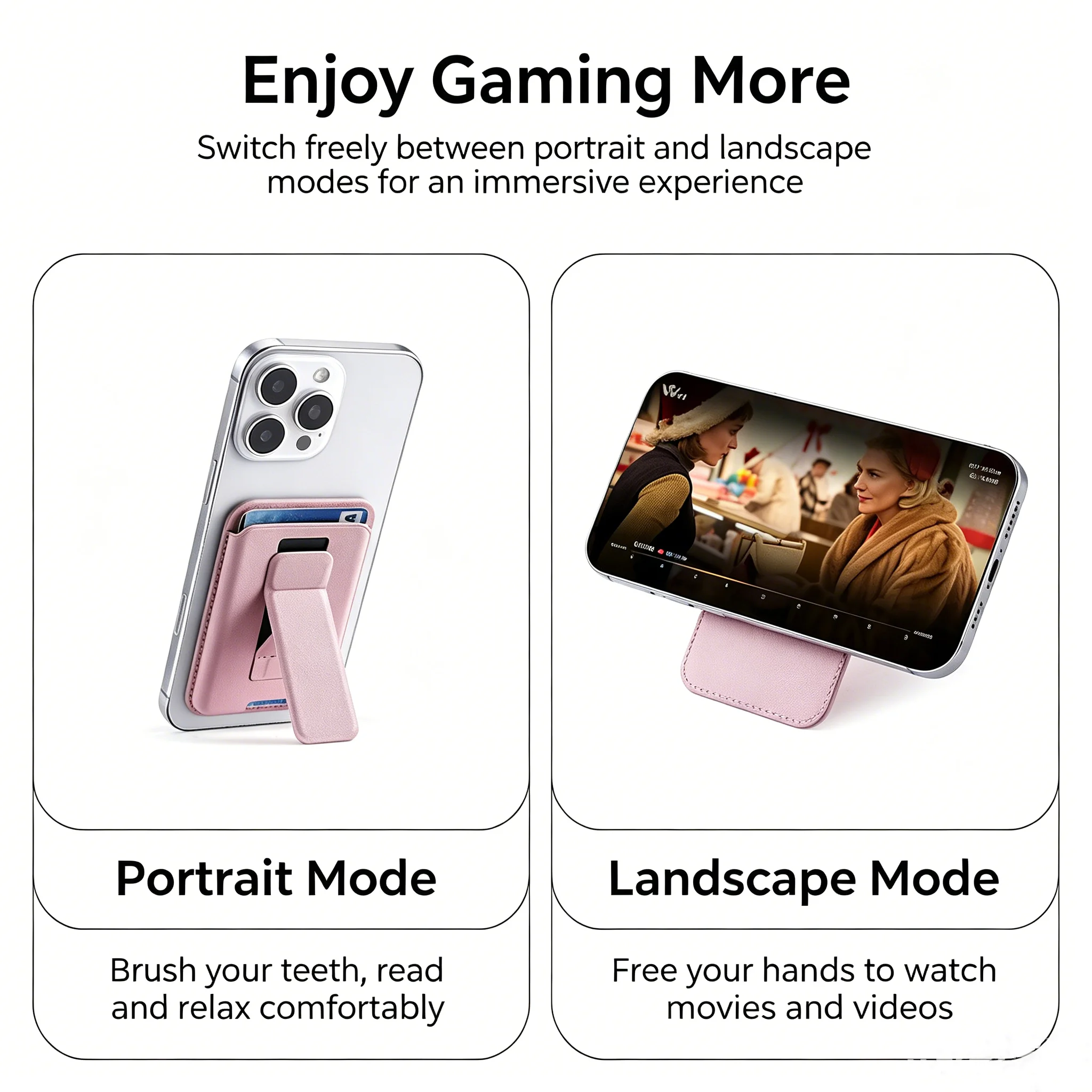 Magnetic Card Holder Phone Stand 2 in 1, Vertical Horizontal Floating Mode, Strong Magnetic Suction Card Holder for Store Cards - view 6