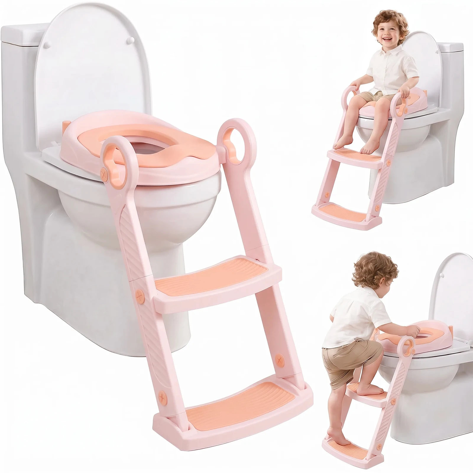 Portable Children's Toilet Seat Stairway Adjustable Step Stool Potty Training Seat Foldable Foot Stool Toilet Seat Assisted Tool