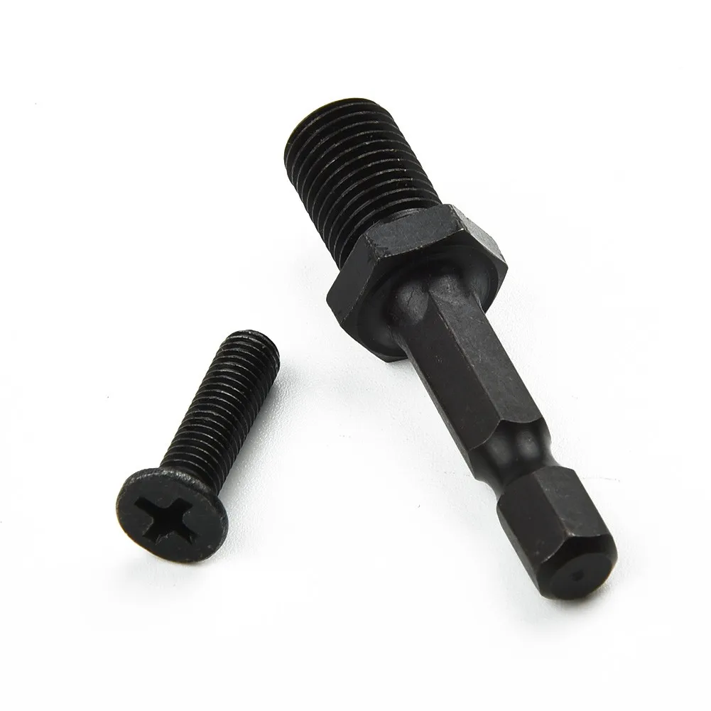 Adaptador de acero de vástago hexagonal 1/4 a tornillo de rosca macho de 3/8 pulgadas-24UNF para brocas, mandril negro sin llave, acero de bloqueo