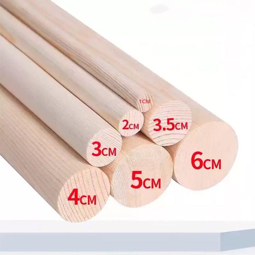 2-5Pcs Dia 10/15/20/25/30/35/40/50/60mm Length 100/200-500mm Round Pine Wood Rod Solid Wood Strip DIY Model Material Accessories