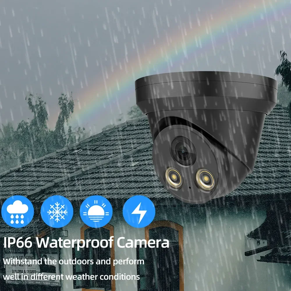 Ultra HD 4K PoE IP Camera 8MP Outdoor Metal Dome Smart Surveillance IP Camera Full-Color Night Vision Human Detect Remote Access