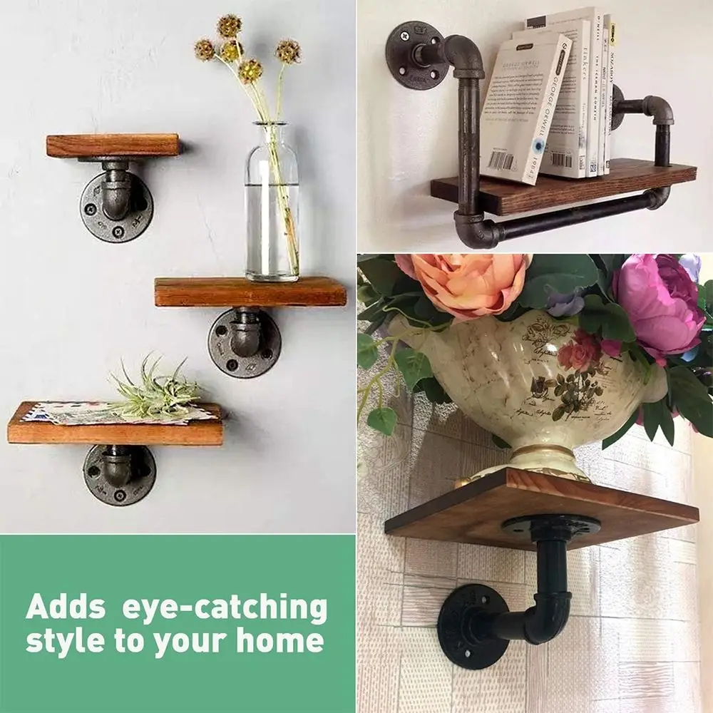 شفة أرضية مطلية جديدة باللون الأسود على الطراز الصناعي العتيق شفة أنابيب حديد مع لوحة شفة بفتحة ملولبة للمنزل