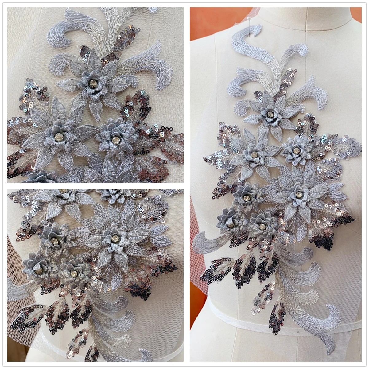 22 Farben 3D-Stickerei-Spitze, farbiges Material für Hochzeitskleider, Bühnenkostüme, dekorative Handarbeiten, DIY-Näharbeiten – Detail 16