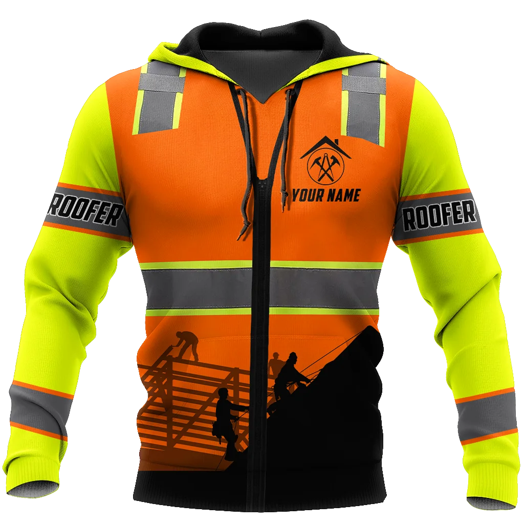 Dachdecker Mann-Personalisierte 3D Gedruckt Jacke Männer/Frauen Mit Kapuze Sweatshirt Zipper Hoodies Casual Orange Streetwear Unisex Pullover