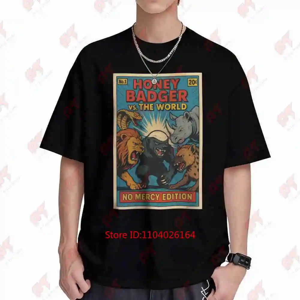 Funny Honey Badger Vs The World No Mercy Edition Short Sleeve Tee 100% Cotton T-Shirt