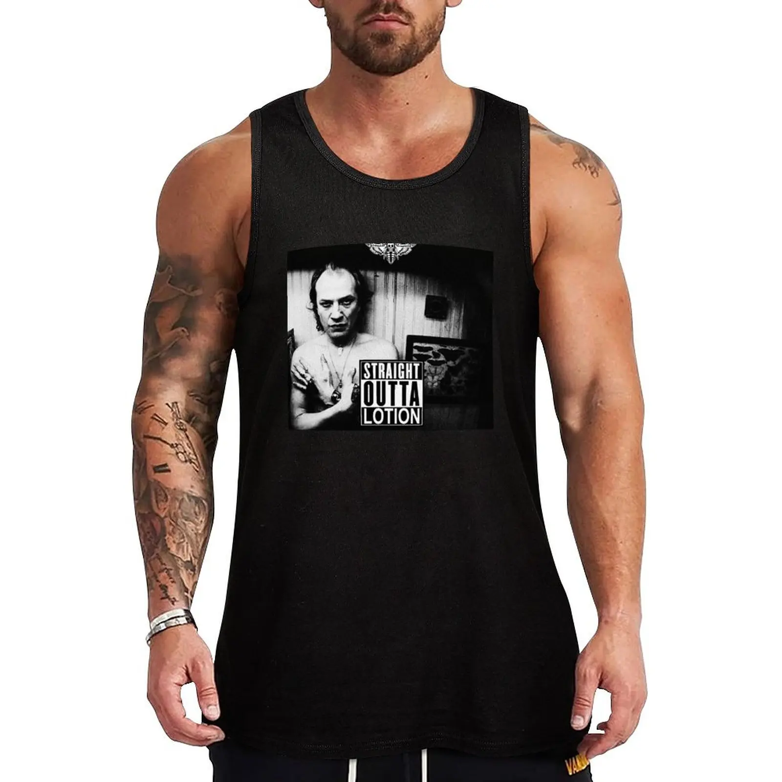 

Straight Outta Lotion Tank Top gym for men vest for men muscle t-shirt