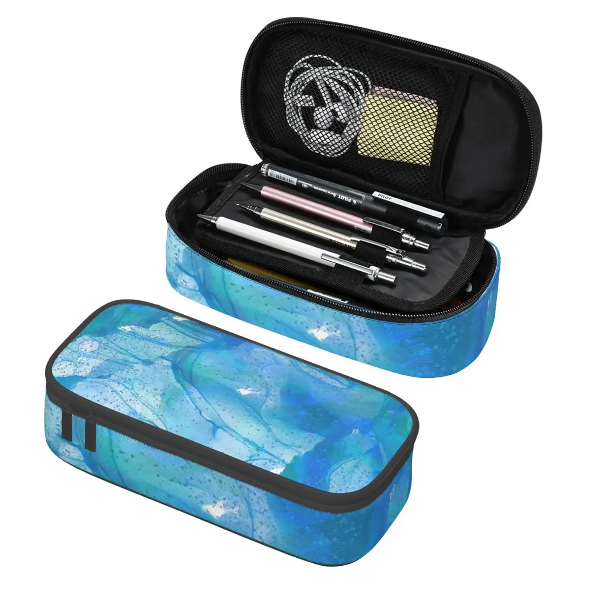 

Abstract Flow Blue Ink Watercolor Pencil Cases Pencil Pouch Storage Stationery Supplies Large Capacity Pen Box Pencil Bag