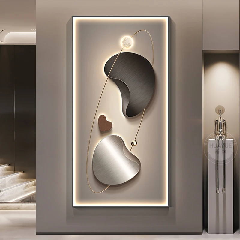 Modern art wall decoration lamp painting high-end home aesthetics Large hanging painting Entrance corridor atmosphere mural