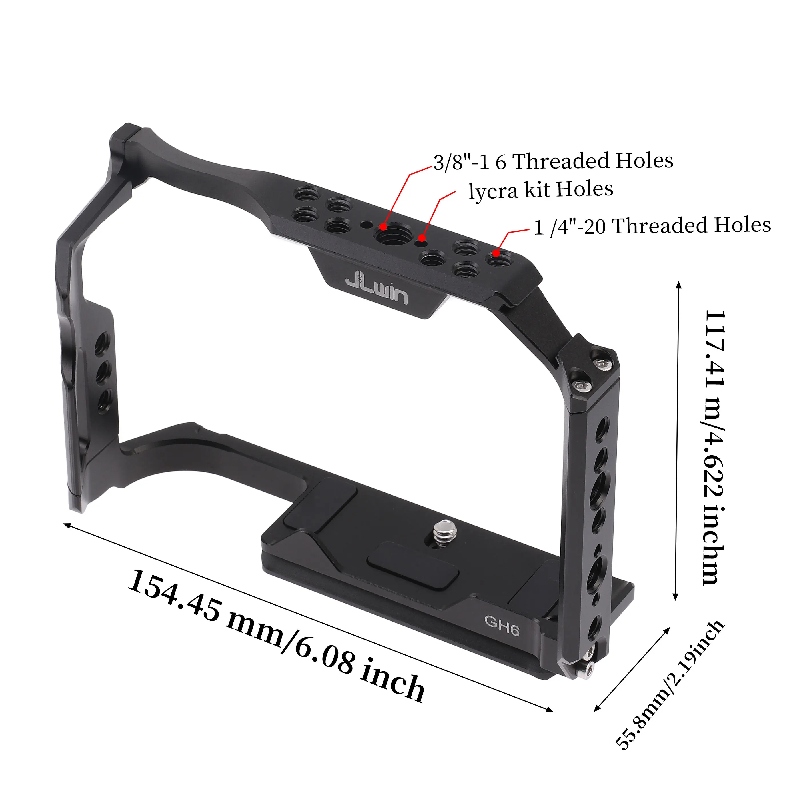 FOTGA Aluminum DSLR Camera Cage Kit Extension Frame Support for Panasonic Lumix GH6 GH7