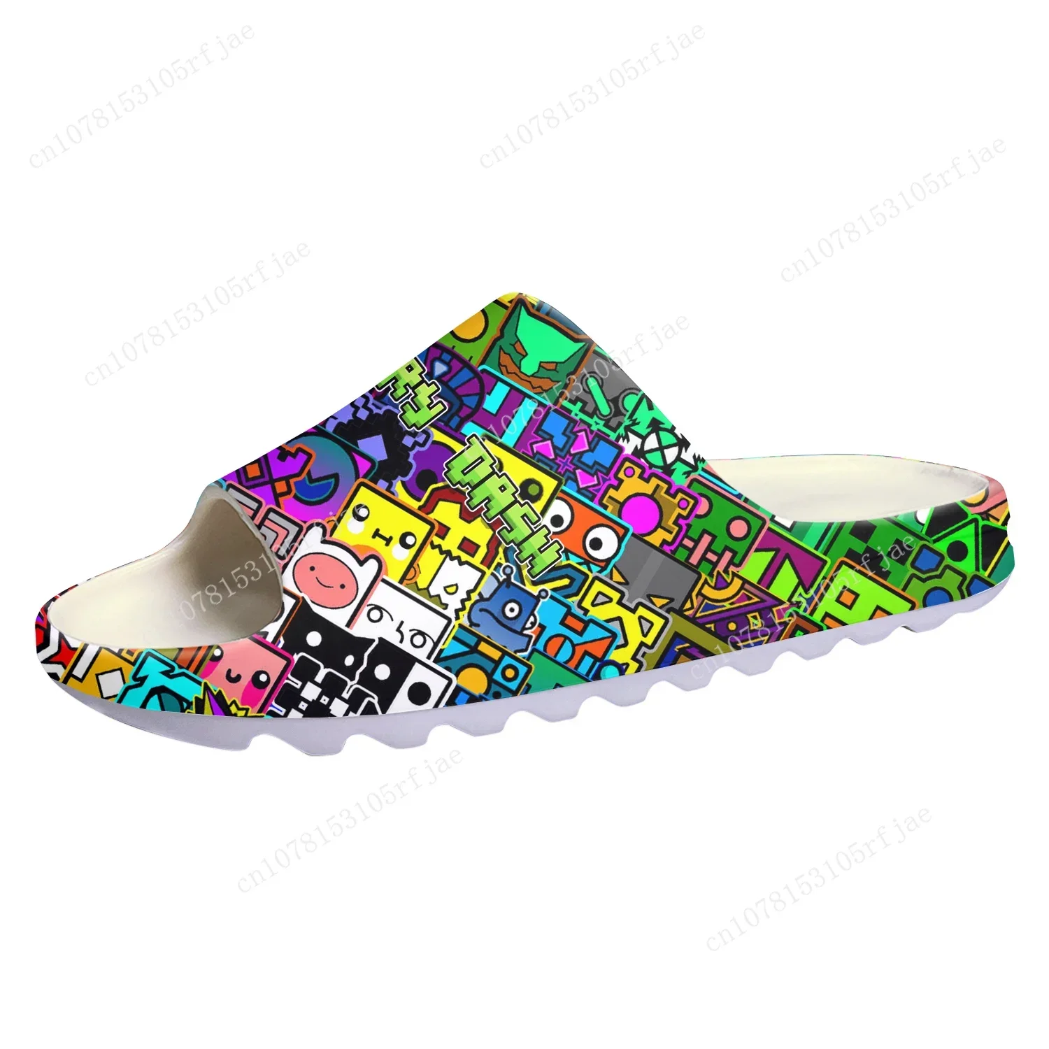 

Geometry Dash Custom Soft Sole Sllipers Cartoon Game Mens Womens Teenager Fashion Home Clogs Custom Water Shoes on Shit Sandals