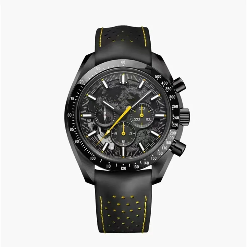 

Top Luxury Brand New Wristwatch Sport Men's Chronograph Quartz Watch Stainless Steel Black Leather Calendar Wristwatch