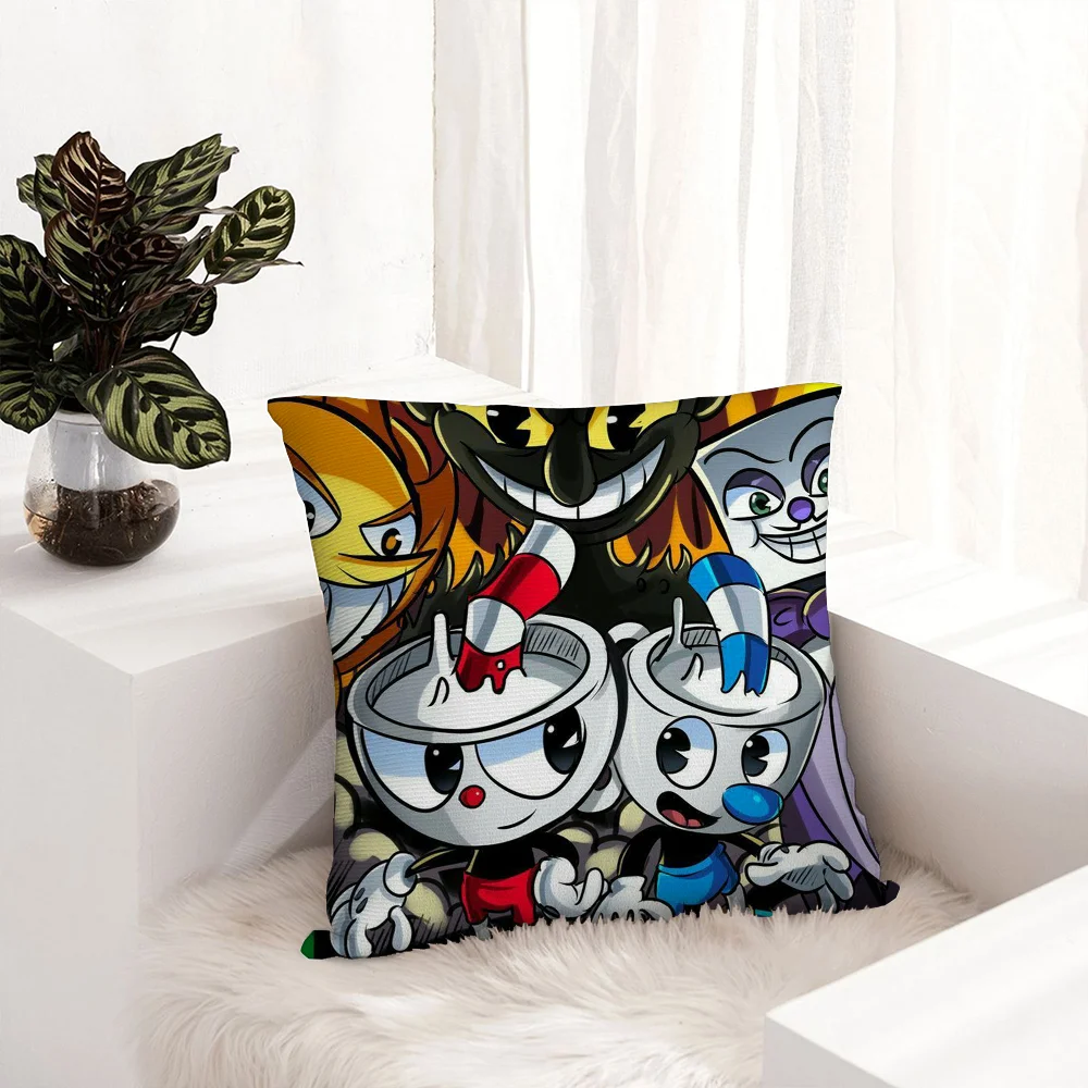 Classic Game C-Cuphead Cute Pillow Case Plush Fabric Soft Pillowcase Double Sided Print Sofa Cushion Cover Throw Pillow Cover