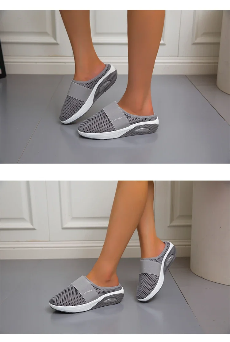 2025, Sommer europäische und amerikanische große Baotou-Halbhausschuhe für Damen, Mesh, ohne Absatz, Slip-on-Damenschuhe, flache Schuhe – Detail 19