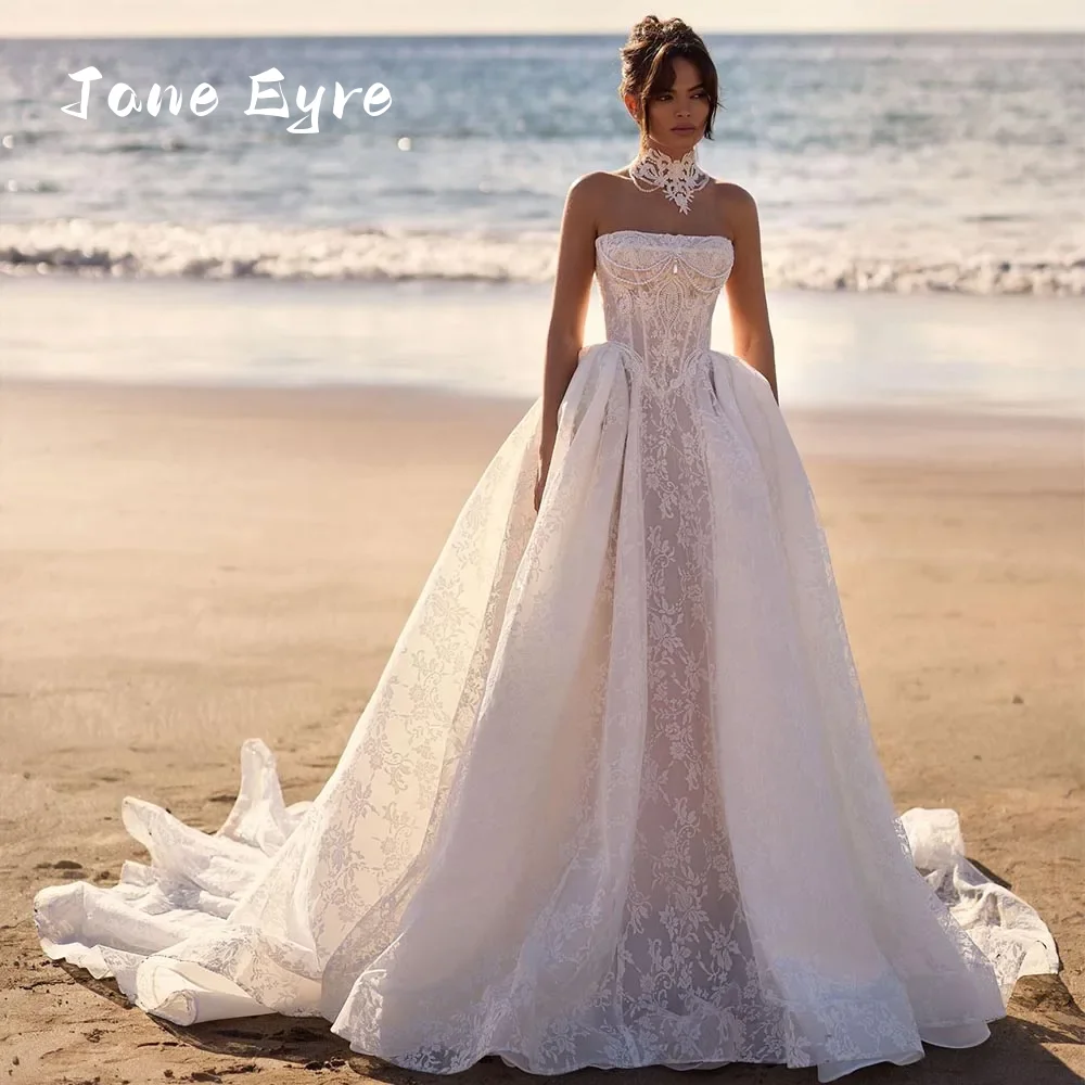 

Свадебное платье Jane Eyre Sweetheart для невесты, без рукавов, А-силуэт, с открытой спиной, кружевными аппликациями, из фатина, на заказ, больших размеров