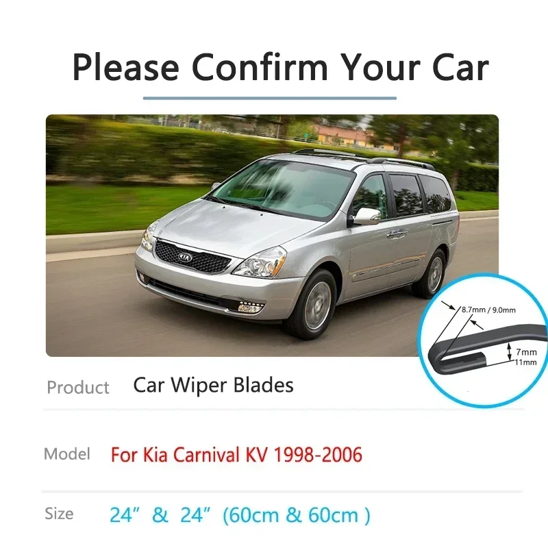 For Kia Carnival Sedona KV-II MK1 1998~2006 Rubber Strip Refill Frameless Wiper Blades Front Windshield Windscreen Hatchback 3