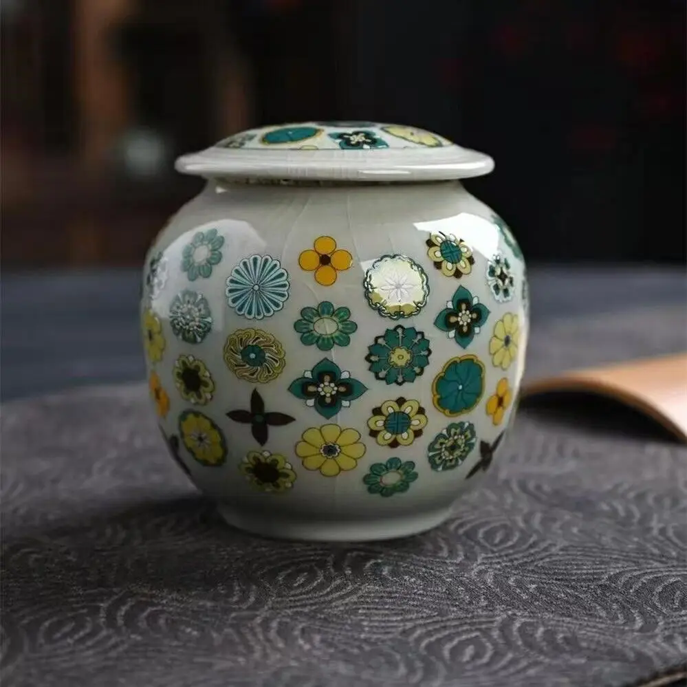 Chinese Classic Ceramic Flower Patterned Mini Tea Jars Sugar Jars Vase Traditional Decorative Storage Containers