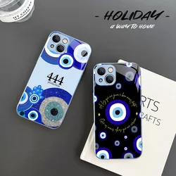 Funny Turkish Lucky Blue Evil Eye  Phone Case Tempered Glass For iphone 14 13 12 11 Pro Mini XS MAX 14Plus X XS XR Cover