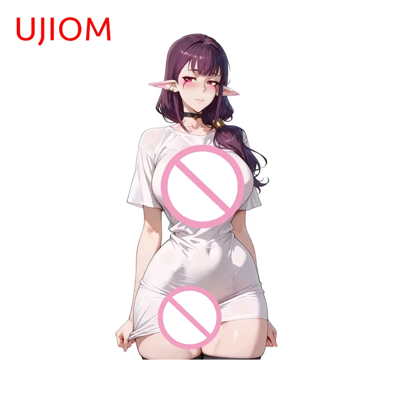 UJIOM Purple Haired Girl Wall Sticker Esil Radiru Unilateral Low Ponytail Alluring Skateboard Surfboard Decal Amusing Decoration