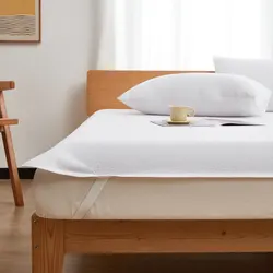 Wodoodporny biały podkład na materac pokrywa anty roztocza prześcieradło materac wodoodporny ochraniacz na łóżko elastyczny pas Fix materac nawierzchniowy