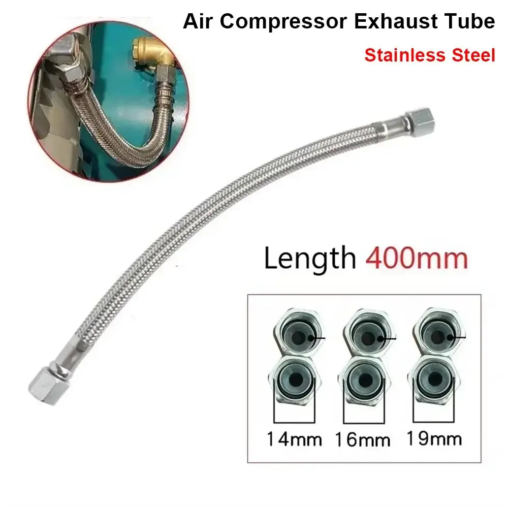 1Pcs 400mm Air Compressor Exhaust Tube 14/16/19mm with Air Pump Check Valve Intake Tube Stainless Steel Hose Connecting Pipe
