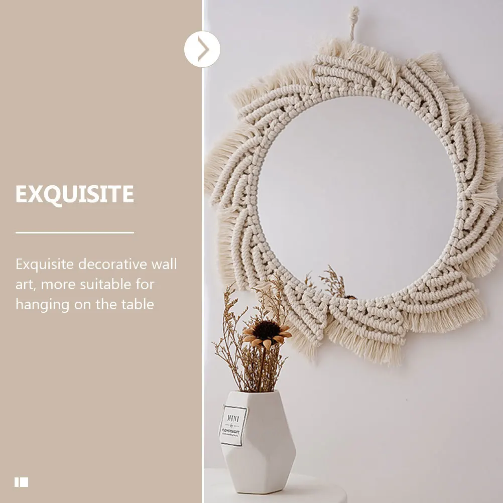 

Nordic Style Hanging Wall Mirror Cotton Rope Glass Makeup Mirror Unique Creative Decorative Handwoven Chic Safe Material Home